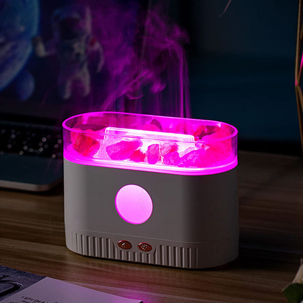 Salt Lamp Diffuser 3 - in - 1 Himalayan Crystal Humidifier Aromatherapy Essential Oil Night Light 360ml LED Pink - Quincelle.co
