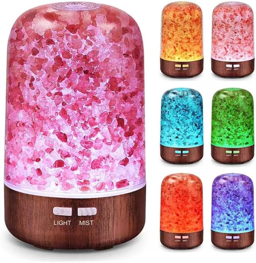 Salt Lamp Diffuser 3 - in - 1 Himalayan Crystal Humidifier Aromatherapy Essential Oil Night Light 360ml LED Pink - Quincelle.co