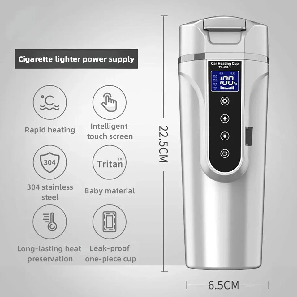 Self - Heating Smart Coffee Mug Temperature Control LED Display USB - C Rechargeable - Quincelle.co