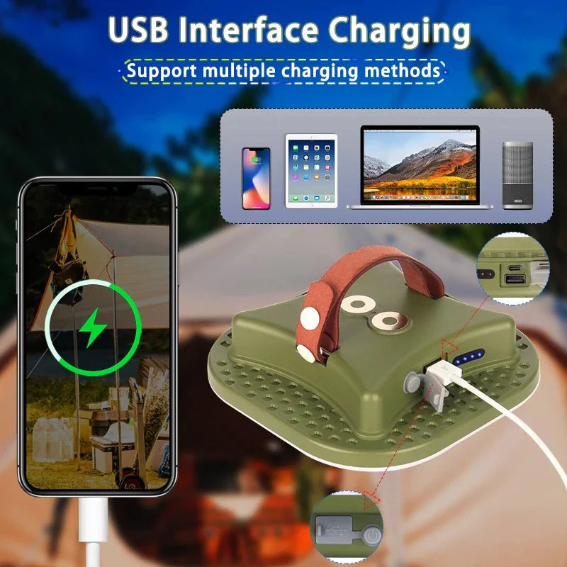 Solar Camping Lantern Rechargeable LED with Power Bank 10000mAh Collapsible Waterproof USB - Quincelle.co