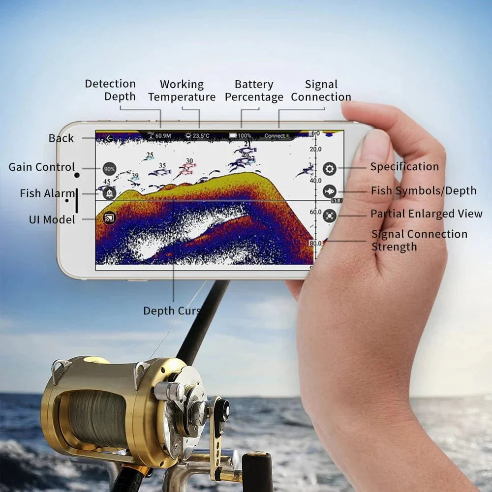 SonarPro: Smart Sonar Fish Finder, Rechargeable Wireless Sensor, 40M Water Depth Echo Sounder for Bait Boat and Carp Fishing - Quincelle.co