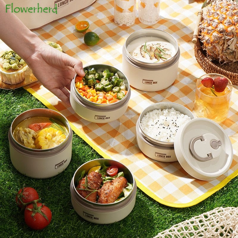 Stainless Steel Thermal Insulated Lunch Box 3 - Tier Stackable 43oz BPA - Free Vacuum Bento Box Lunch Bag - Quincelle.co