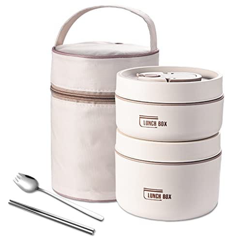 Stainless Steel Thermal Insulated Lunch Box 3 - Tier Stackable 43oz BPA - Free Vacuum Bento Box Lunch Bag - Quincelle.co