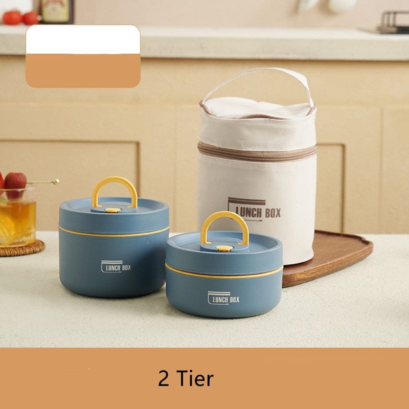 Stainless Steel Thermal Insulated Lunch Box 3 - Tier Stackable 43oz BPA - Free Vacuum Bento Box Lunch Bag - Quincelle.co