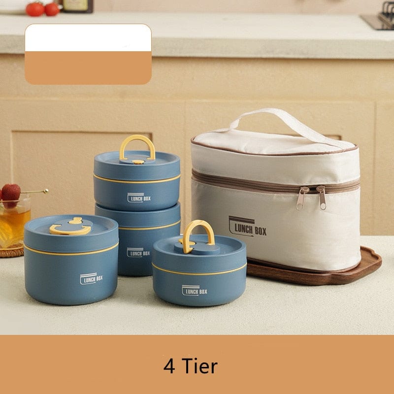 Stainless Steel Thermal Insulated Lunch Box 3 - Tier Stackable 43oz BPA - Free Vacuum Bento Box Lunch Bag - Quincelle.co