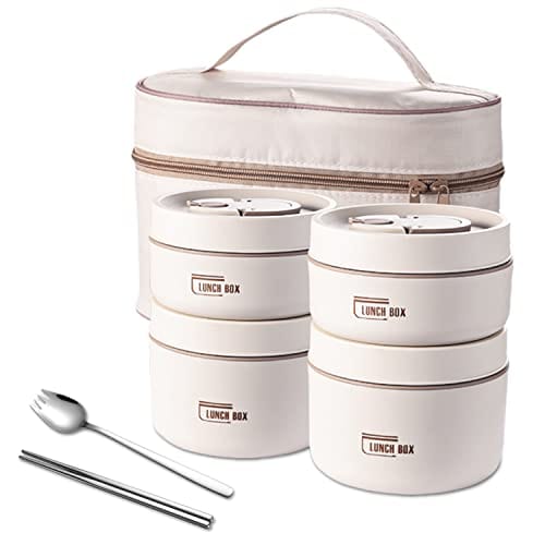 Stainless Steel Thermal Insulated Lunch Box 3 - Tier Stackable 43oz BPA - Free Vacuum Bento Box Lunch Bag - Quincelle.co