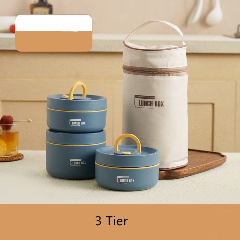 Stainless Steel Thermal Insulated Lunch Box 3 - Tier Stackable 43oz BPA - Free Vacuum Bento Box Lunch Bag - Quincelle.co