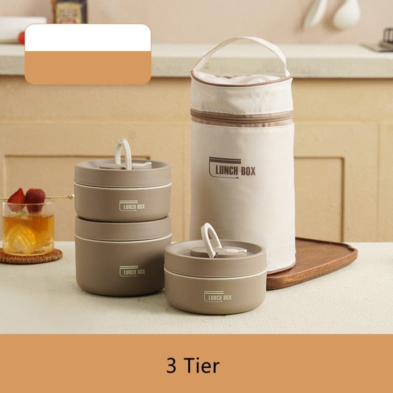 Stainless Steel Thermal Insulated Lunch Box 3 - Tier Stackable 43oz BPA - Free Vacuum Bento Box Lunch Bag - Quincelle.co