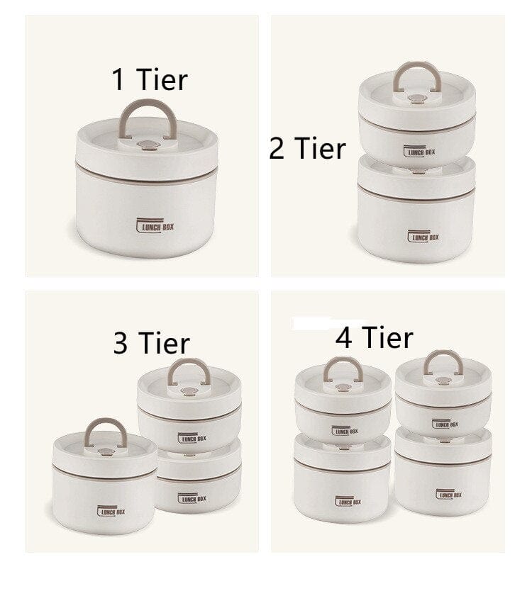Stainless Steel Thermal Insulated Lunch Box 3 - Tier Stackable 43oz BPA - Free Vacuum Bento Box Lunch Bag - Quincelle.co