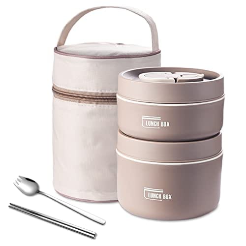 Stainless Steel Thermal Insulated Lunch Box 3 - Tier Stackable 43oz BPA - Free Vacuum Bento Box Lunch Bag - Quincelle.co