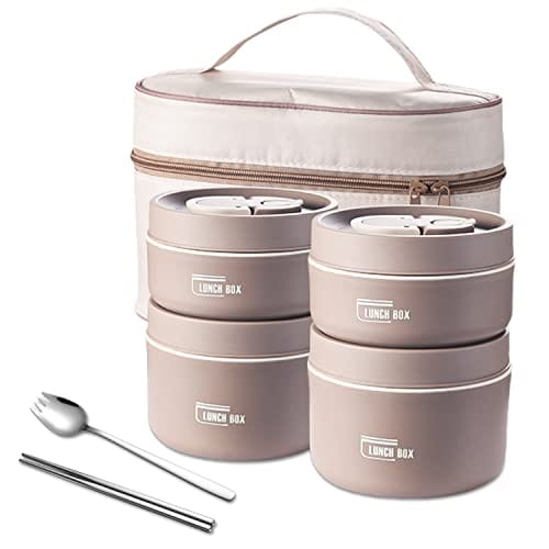 Stainless Steel Thermal Insulated Lunch Box 3 - Tier Stackable 43oz BPA - Free Vacuum Bento Box Lunch Bag - Quincelle.co