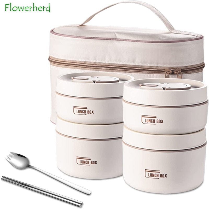 Stainless Steel Thermal Insulated Lunch Box 3 - Tier Stackable 43oz BPA - Free Vacuum Bento Box Lunch Bag - Quincelle.co