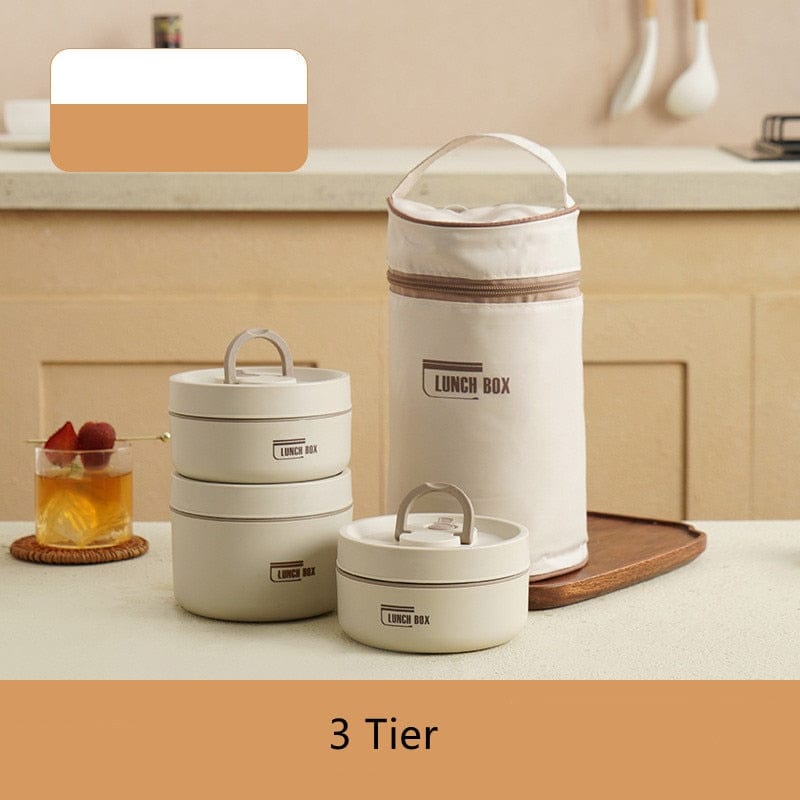 Stainless Steel Thermal Insulated Lunch Box 3 - Tier Stackable 43oz BPA - Free Vacuum Bento Box Lunch Bag - Quincelle.co