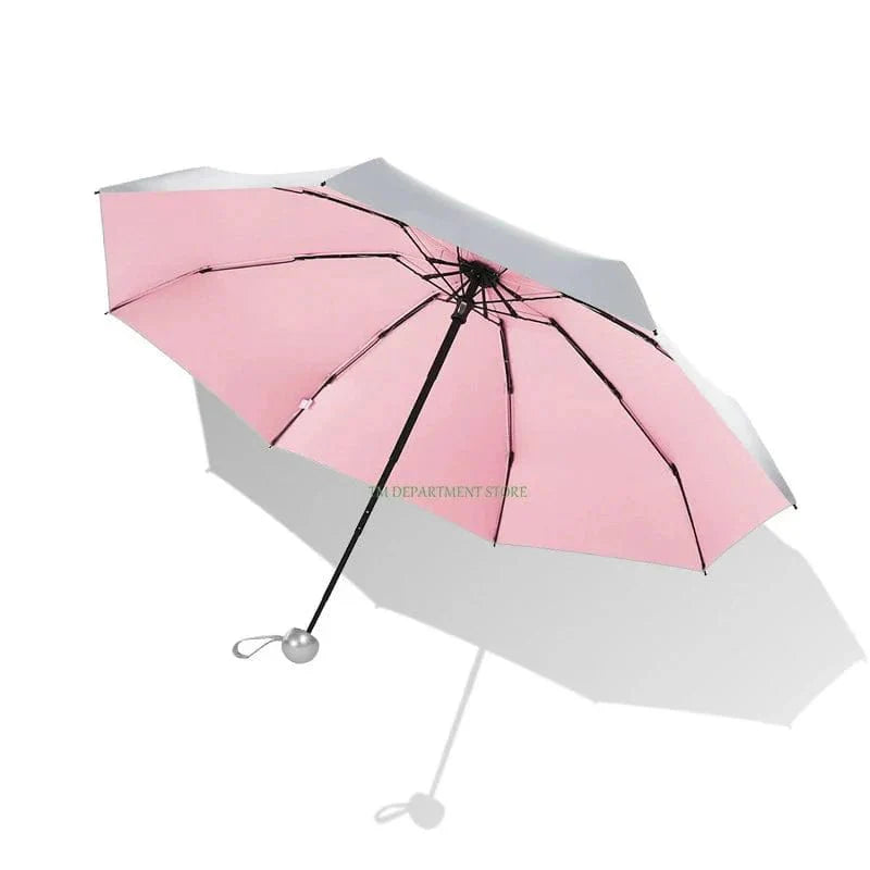 Titanium Silver 8 Ribs Pocket Mini Umbrella: Anti - UV Sun Umbrella, UPF Protection - Quincelle.co