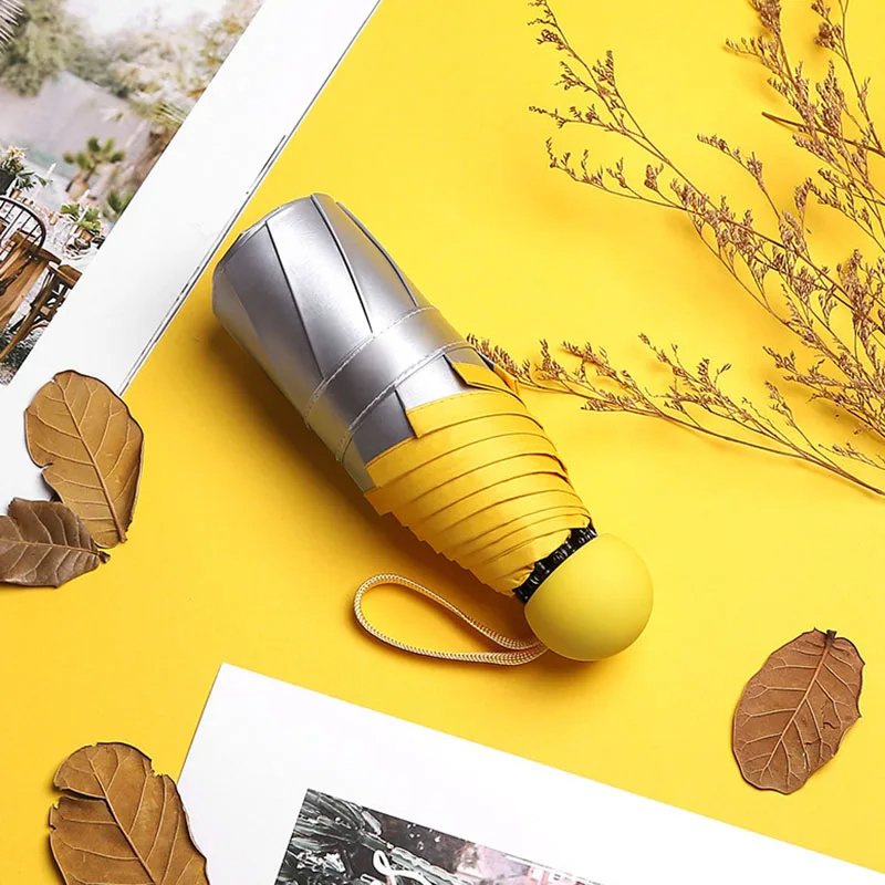 Titanium Silver 8 Ribs Pocket Mini Umbrella: Anti - UV Sun Umbrella, UPF Protection - Quincelle.co