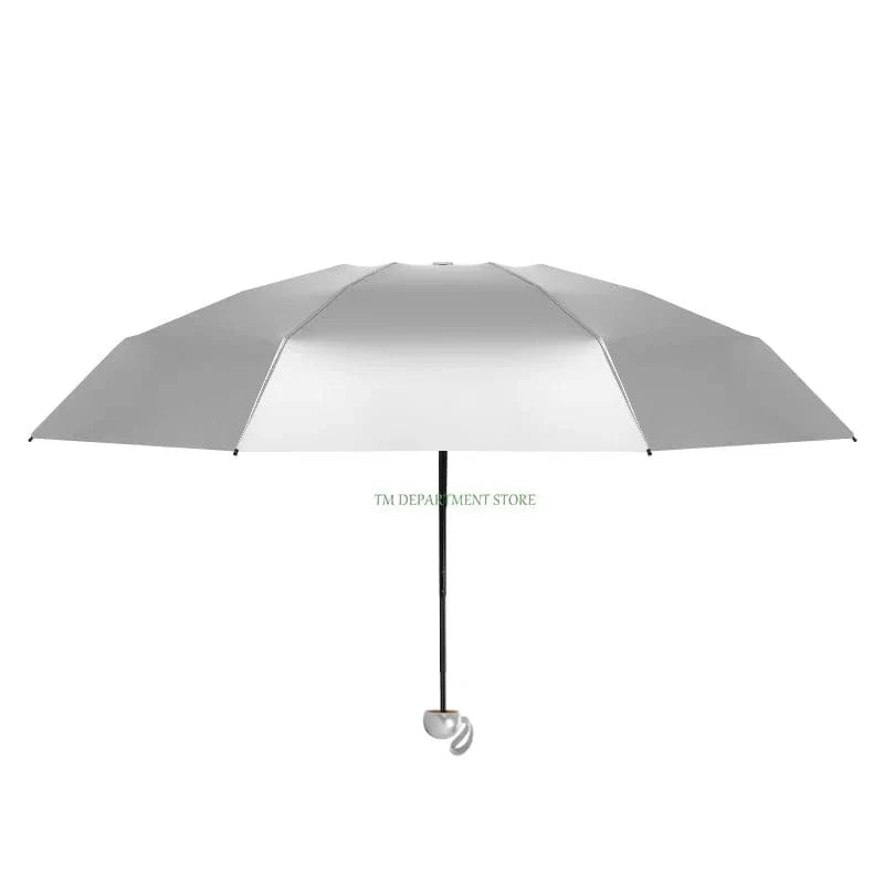 Titanium Silver 8 Ribs Pocket Mini Umbrella: Anti - UV Sun Umbrella, UPF Protection - Quincelle.co