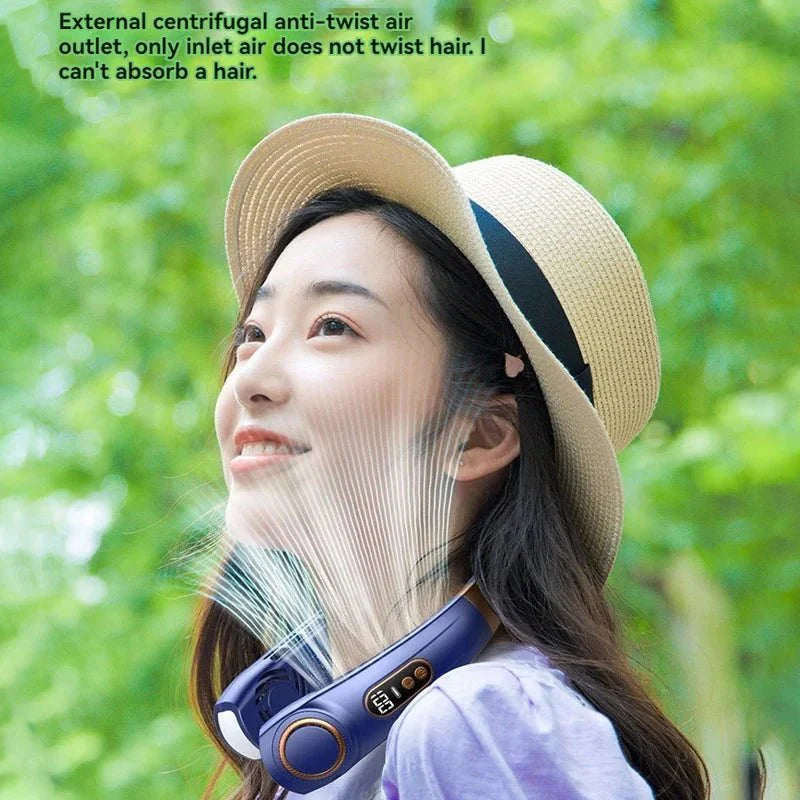 Wearable Neck Air Conditioner Fan USB - C Rechargeable Bladeless Hands - Free Personal Cooling - Quincelle.co
