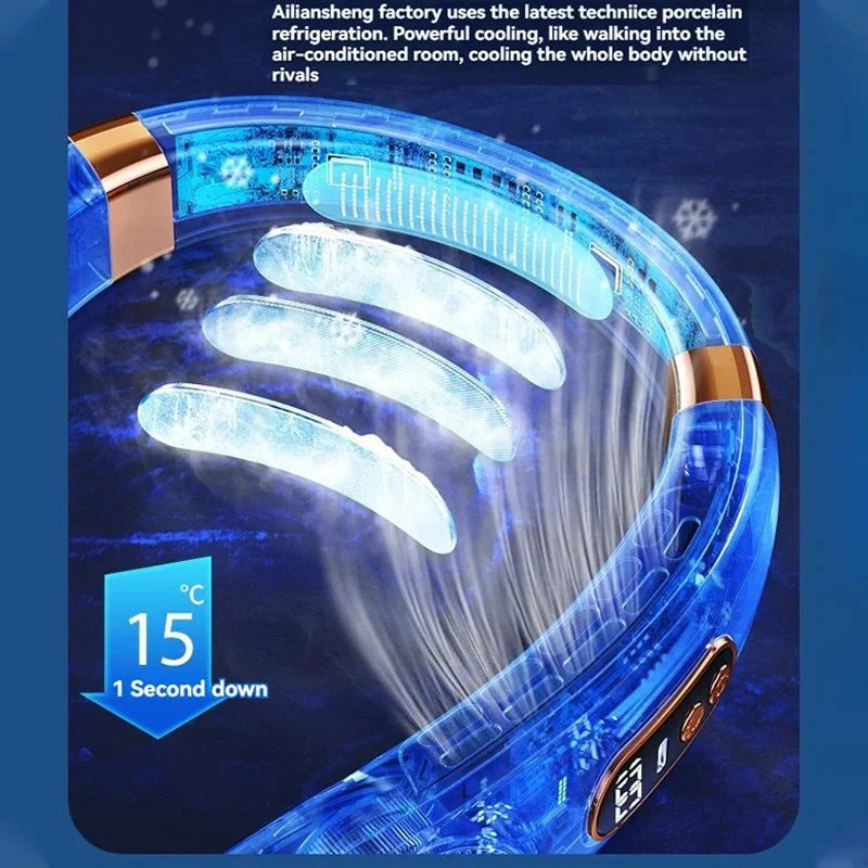 Wearable Neck Air Conditioner Fan USB - C Rechargeable Bladeless Hands - Free Personal Cooling - Quincelle.co