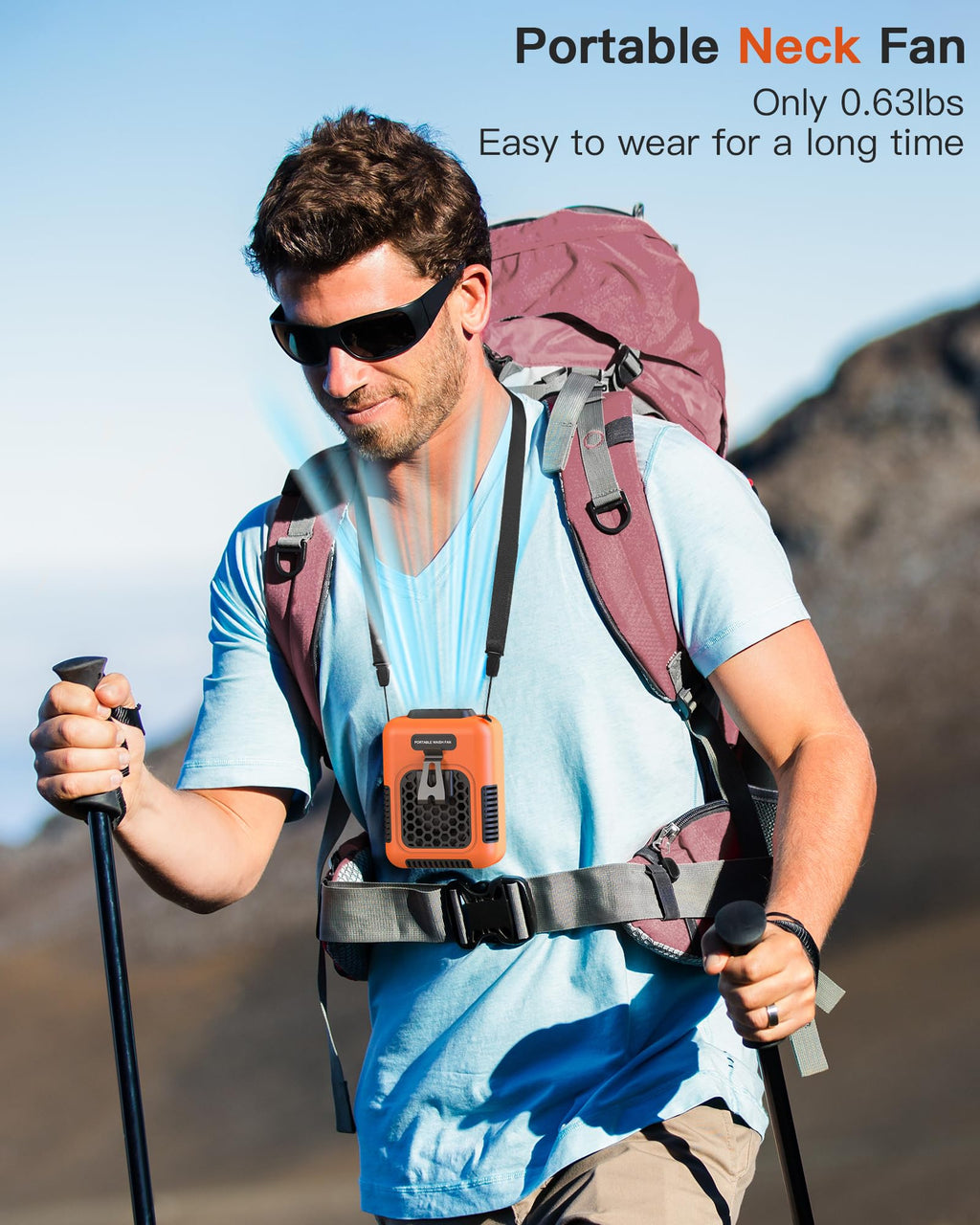 Wearable Waist Belt Fan Rechargeable 10000mAh, Portable Clip - On Cooling Fan 16000RPM 25H Outdoor Camping - Quincelle.co